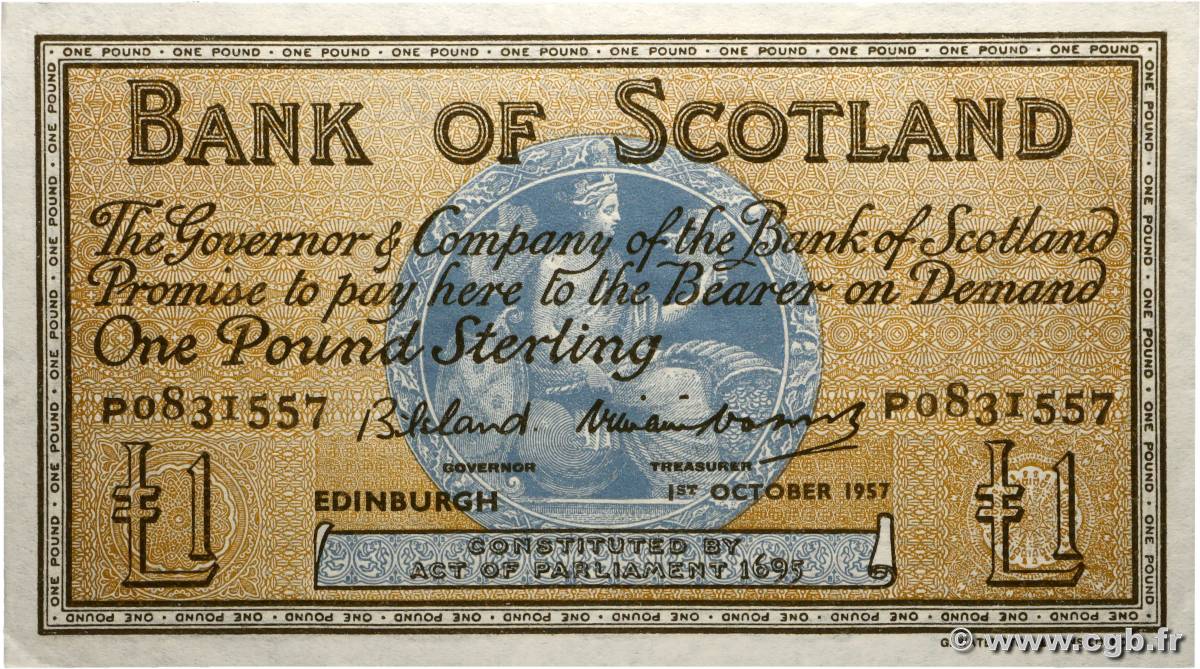 1 Pound ÉCOSSE  1957 P.100c SPL