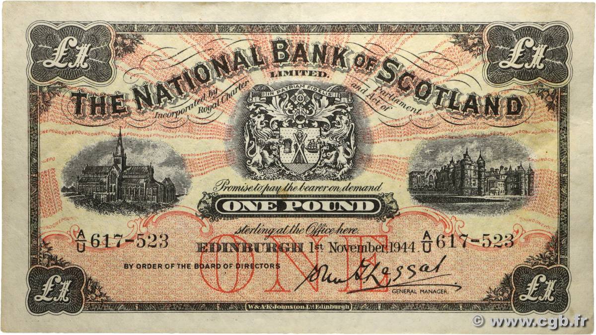 1 Pound ÉCOSSE 1944 P.258b TTB