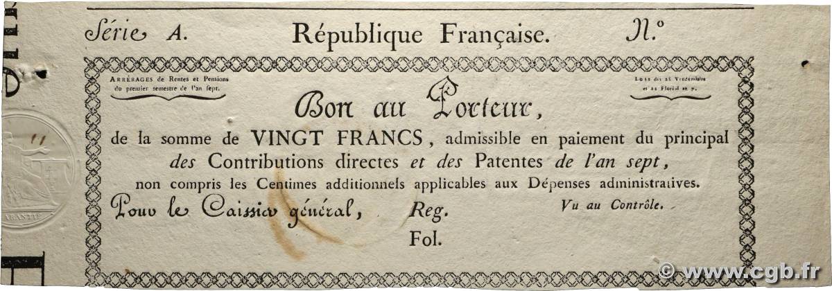 20 Francs FRANCE 1798 Laf.214a var SPL