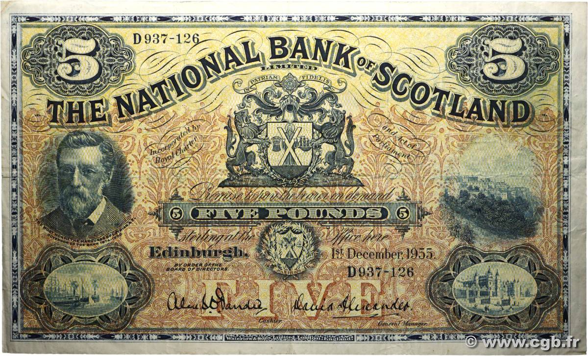 5 Pounds ÉCOSSE  1955 P.259d TB