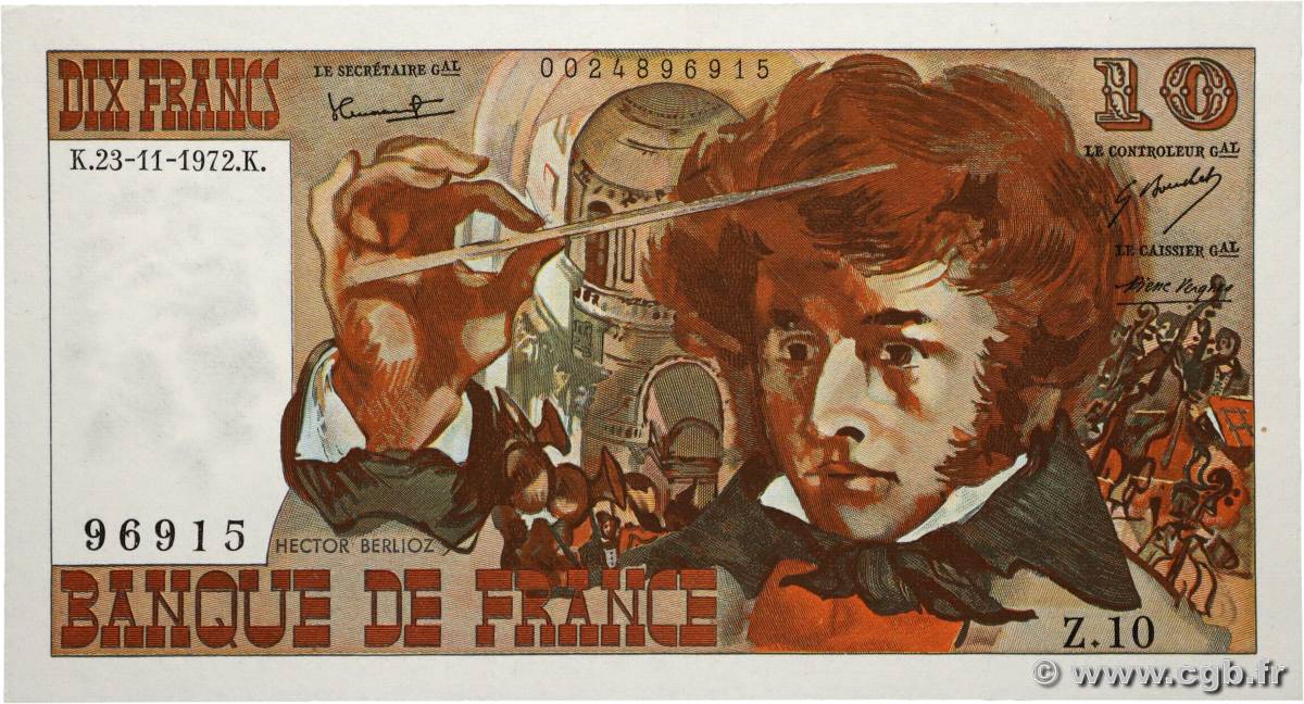 10 Francs BERLIOZ FRANCIA 1972 F.63.01 FDC