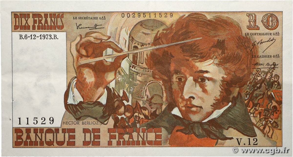 10 Francs BERLIOZ FRANCE 1973 F.63.02 SUP