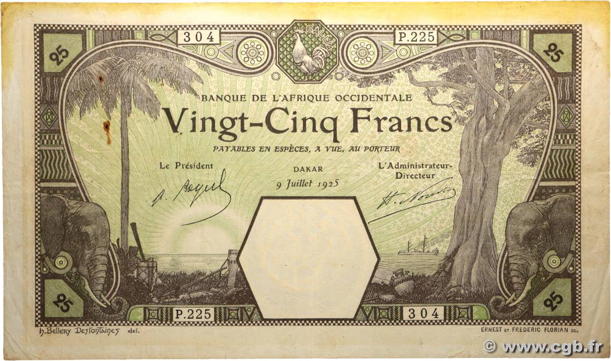 25 Francs DAKAR AFRIQUE OCCIDENTALE FRANÇAISE (1895-1958) Dakar 1925 P.07Bb TTB