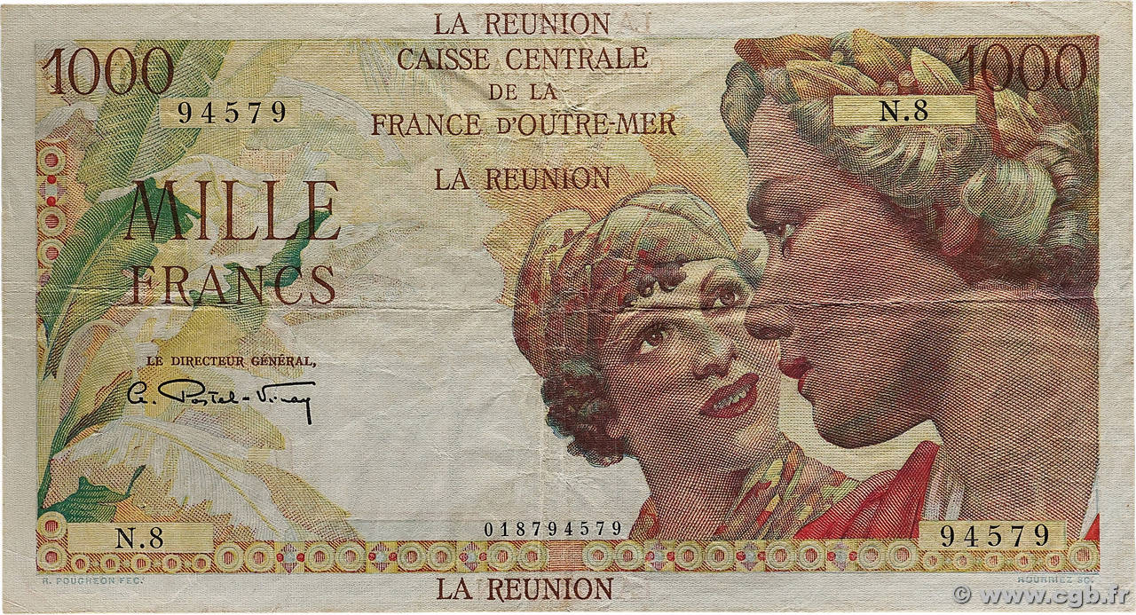 1000 Francs Union Française ÎLE DE LA RÉUNION 1946 P.47 TTB