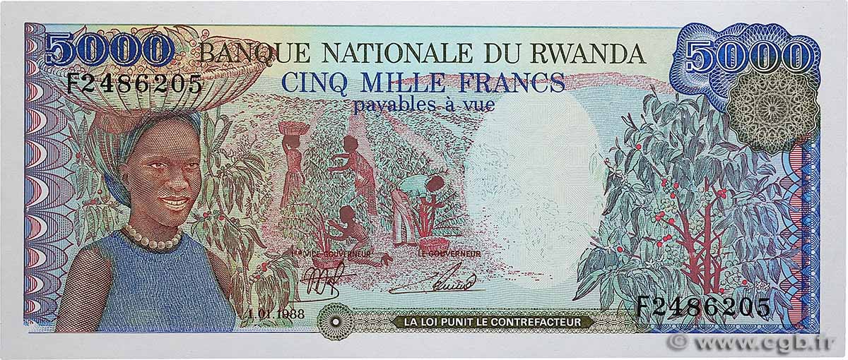 5000 Francs RUANDA 1988 P.22a ST
