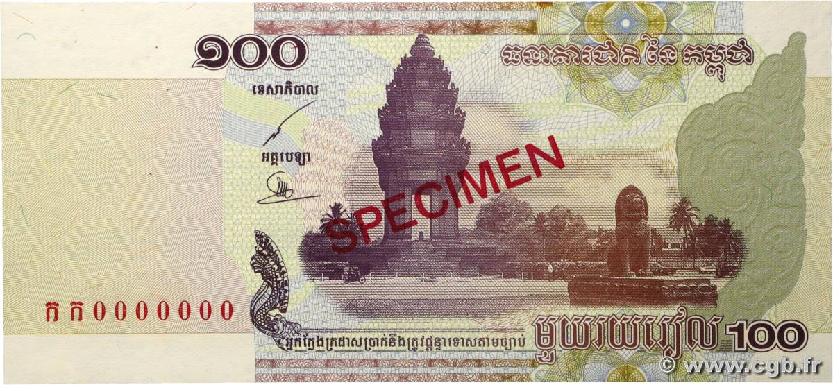 100 Riels Spécimen CAMBODGE 2001 P.53s pr.NEUF