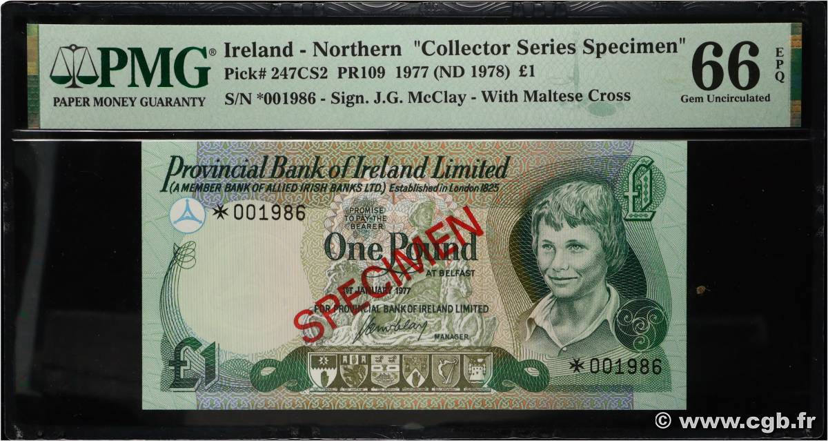 1 Pound Spécimen IRLANDE DU NORD  1977 P.247CS2 NEUF