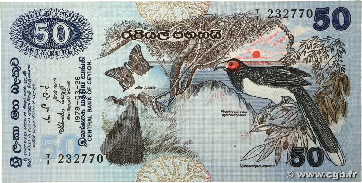 50 Rupees CEYLAN 1979 P.087a TTB+