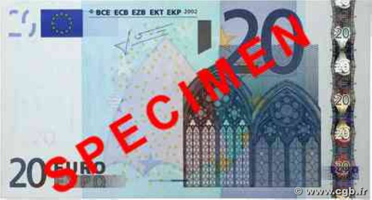 20 Euro Fauté EUROPE 2002 P.10h SUP