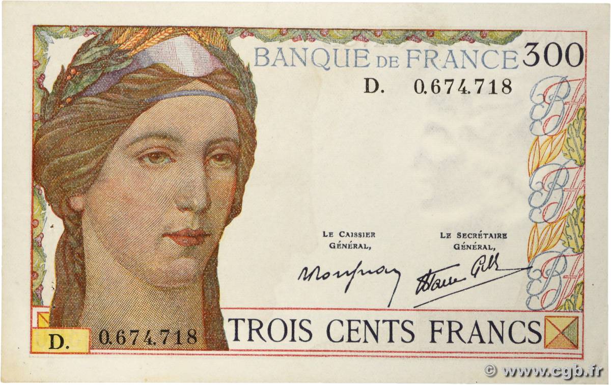 300 Francs FRANCE  1938 F.29.01 SUP