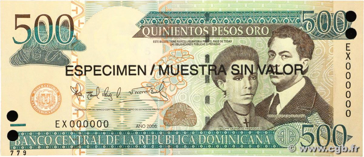 500 Pesos Oro Spécimen RÉPUBLIQUE DOMINICAINE  2006 P.179s1 pr.NEUF