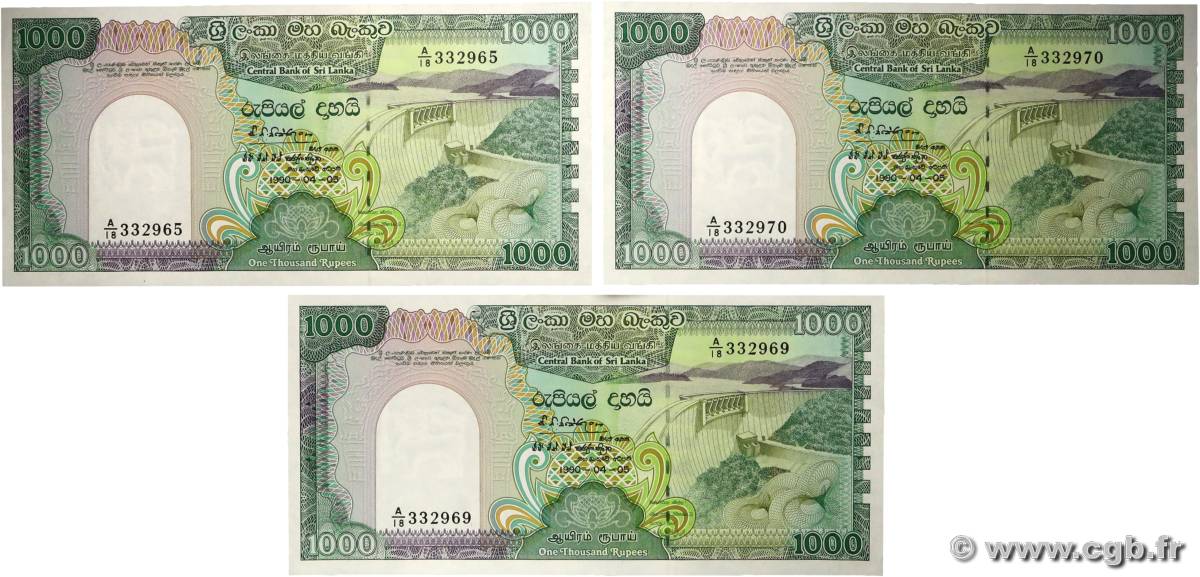 1000 Rupees Lot SRI LANKA  1990 P.101c pr.NEUF