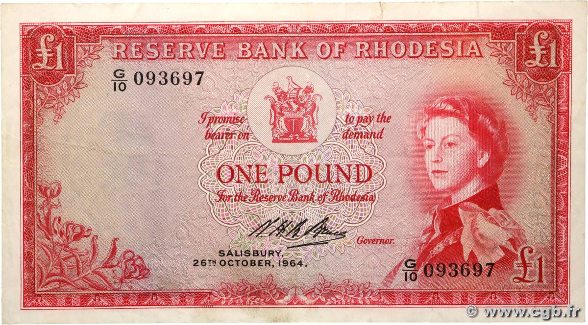 1 Pound RHODESIA  1964 P.25a VF