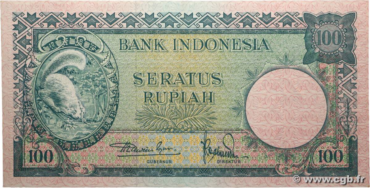 100 Rupiah INDONÉSIE  1957 P.051 SPL
