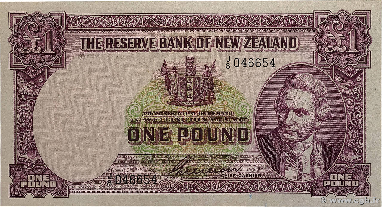 1 Pound NOUVELLE-ZÉLANDE 1955 P.159b SPL