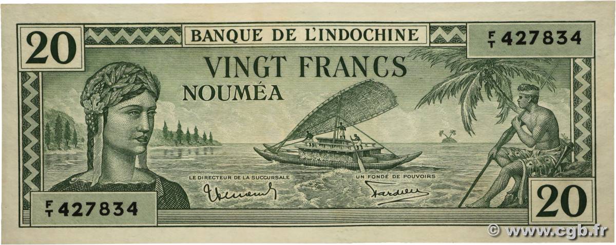 20 Francs NOUVELLE CALÉDONIE  1944 P.49 SPL