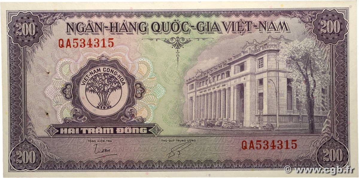 200 Dong VIET NAM SOUTH  1958 P.09a AU