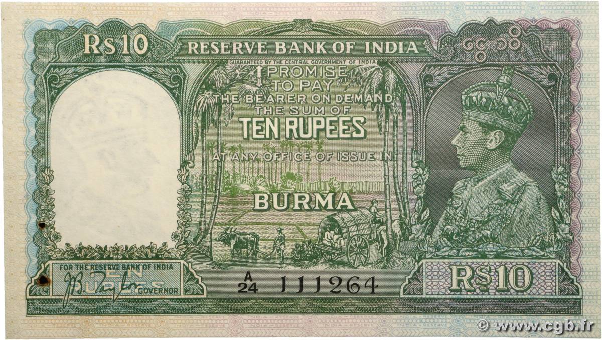 10 Rupees BIRMANIE  1938 P.05 SPL