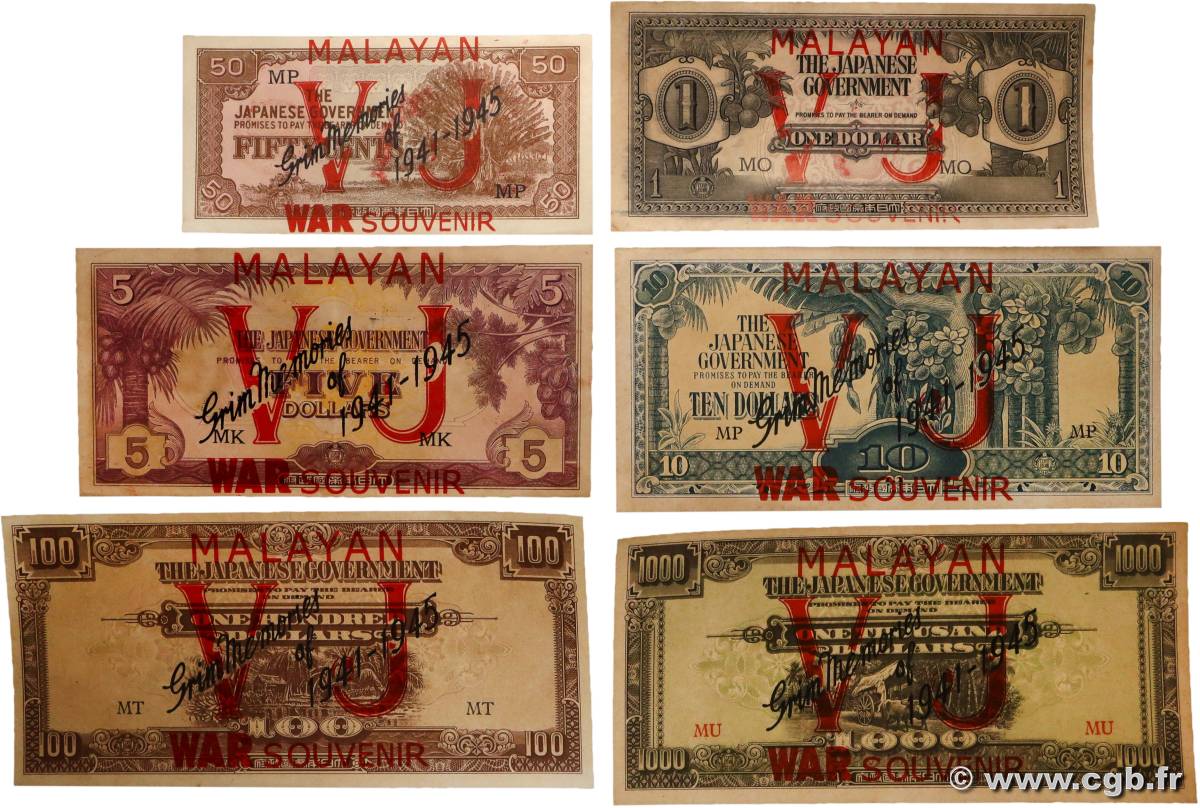 50 Cent au 1000 Dollars Commémoratif MALAYA  1946 P.M04x au P.M10x SUP