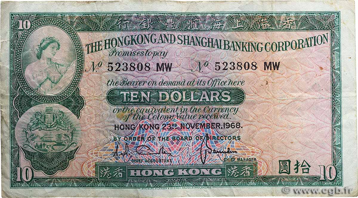 10 Dollars HONG KONG 1968 P.182f TB