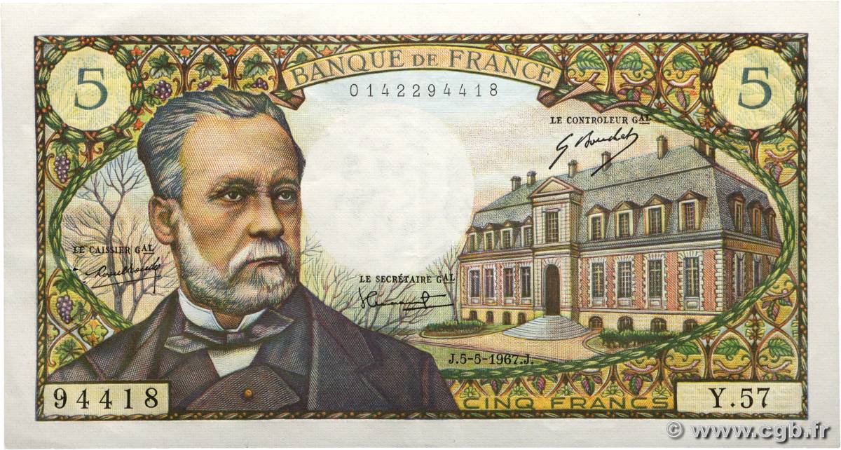 5 Francs PASTEUR FRANCE  1967 F.61.05 SUP