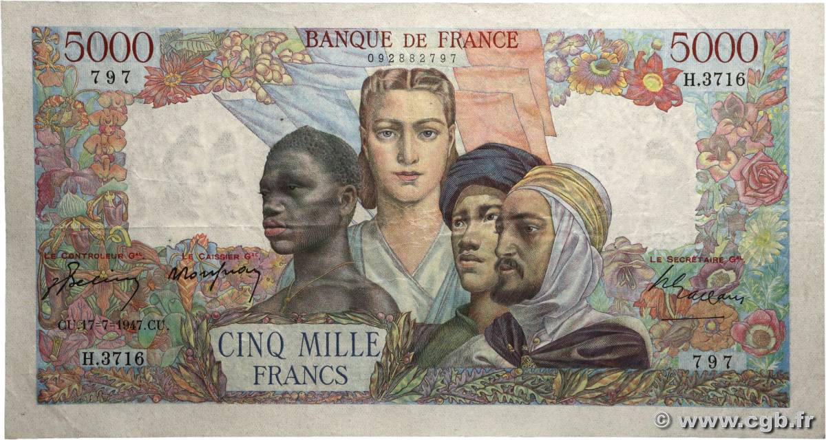 5000 Francs EMPIRE FRANÇAIS FRANCE  1947 F.47.61 pr.SUP