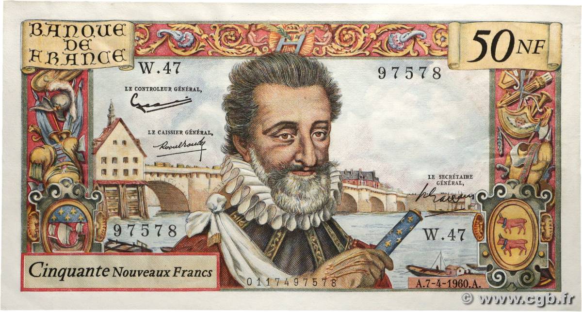 50 Nouveaux Francs HENRI IV FRANCE  1960 F.58.05 pr.SPL