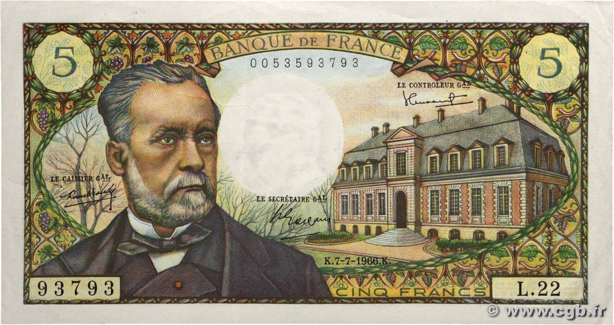 5 Francs PASTEUR Numéro spécial FRANCE 1966 F.61.02 SUP+