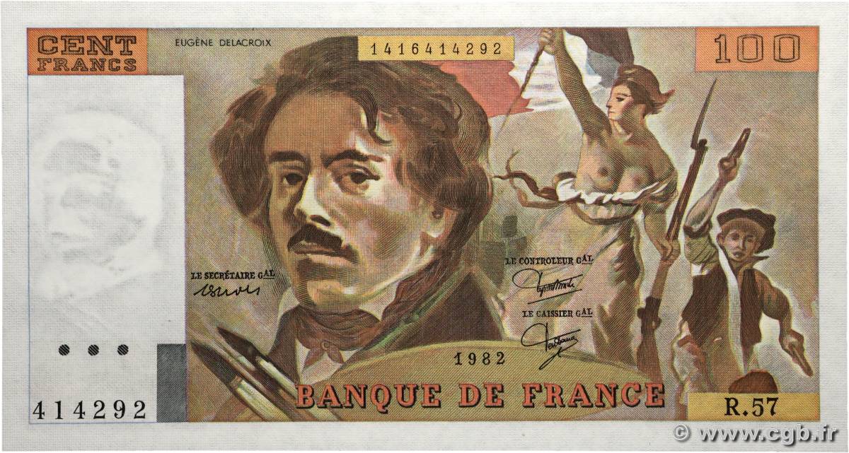 100 Francs DELACROIX modifié FRANCE 1982 F.69.06 pr.NEUF