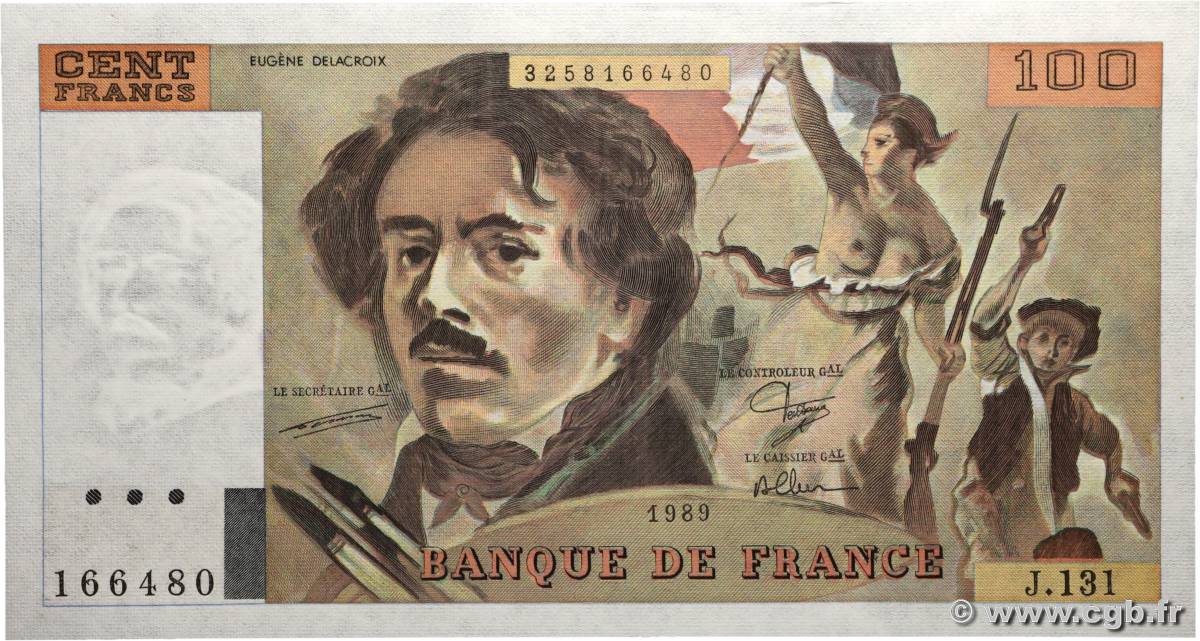 100 Francs DELACROIX modifié FRANCE 1989 F.69.13a NEUF