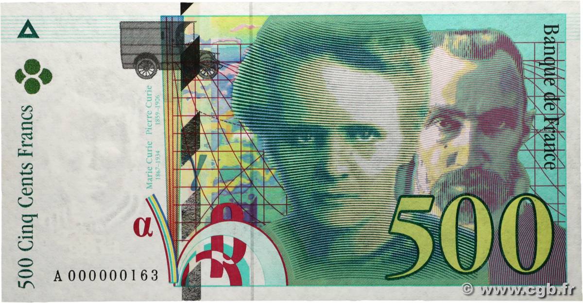 500 Francs PIERRE ET MARIE CURIE Petit numéro FRANCE  1994 F.76.01A pr.NEUF