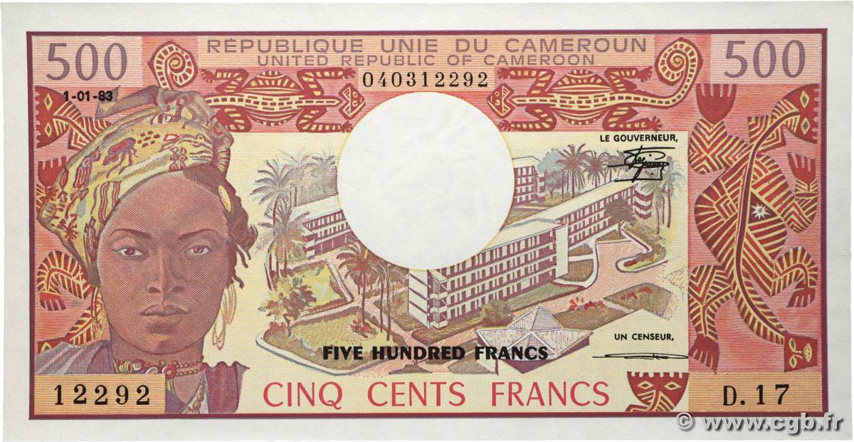 500 Francs type 1974 CAMEROUN  1983 A.153f pr.NEUF