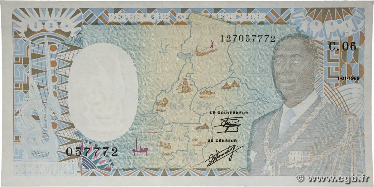 1000 Francs type 1985 modifié Fauté CENTRAFRIQUE  1989 A.195d SPL