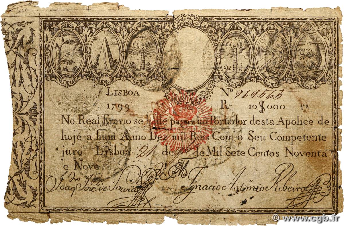 10000 Reis PORTUGAL 1799 P.041b SGE