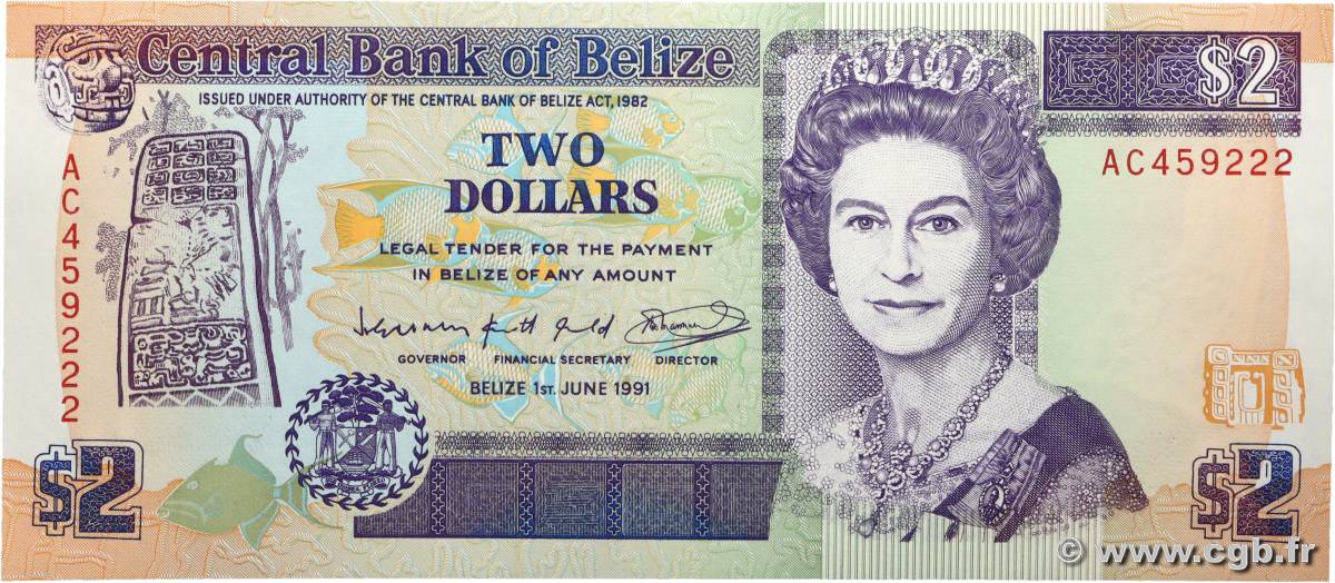 2 Dollars BELIZE 1991 P.52b NEUF