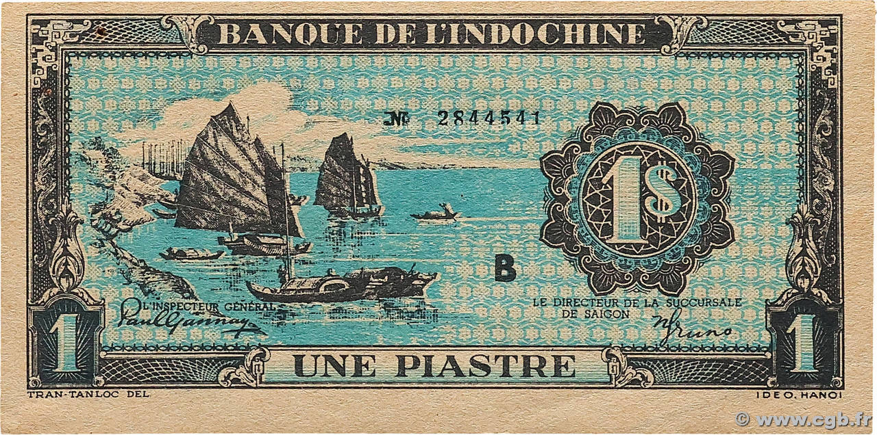 1 Piastre bleu INDOCHINA 1944 P.059a EBC