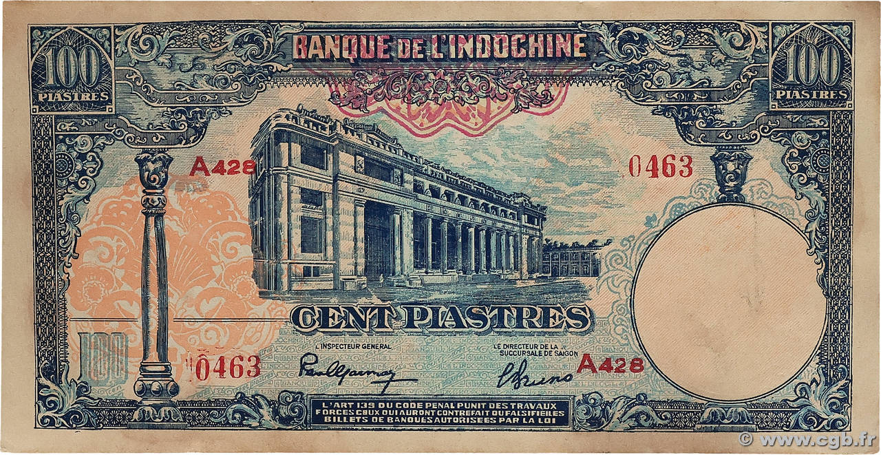 100 Piastres Faux INDOCHINE FRANÇAISE 1946 P.079x SUP