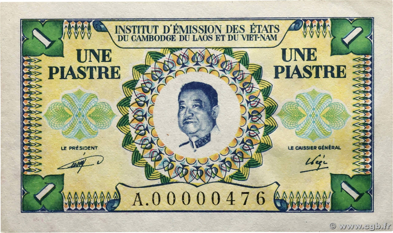 1 Piastre - 1 Kip Petit numéro INDOCHINE FRANÇAISE 1952 P.099 pr.NEUF