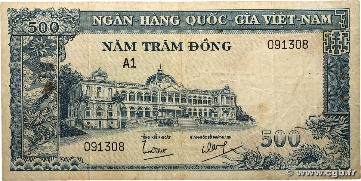 500 Dong VIET NAM SUD 1962 P.06Aa TB+