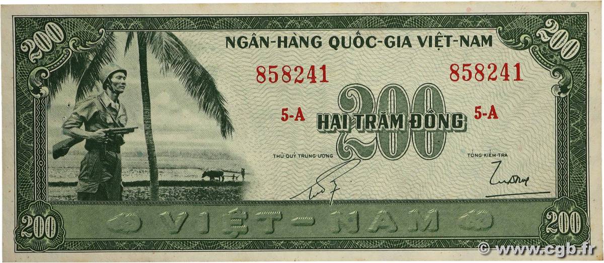 200 Dong VIET NAM SUD 1955 P.14a TTB+