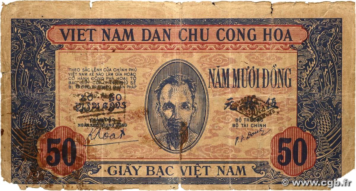 50 Dong VIETNAM 1947 P.011c var fS