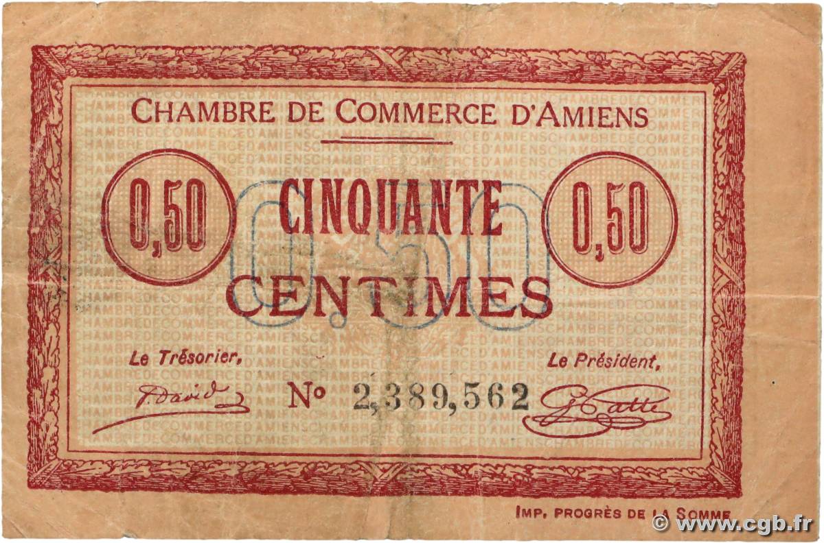 50 Centimes FRANCE regionalism and various Amiens 1920 JP.007.49 F