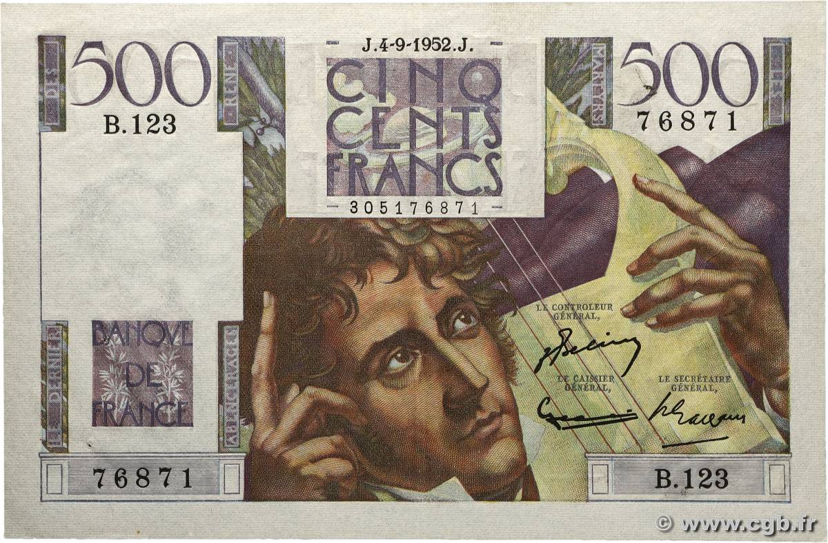 500 Francs CHATEAUBRIAND FRANKREICH 1952 F.34.10 VZ+