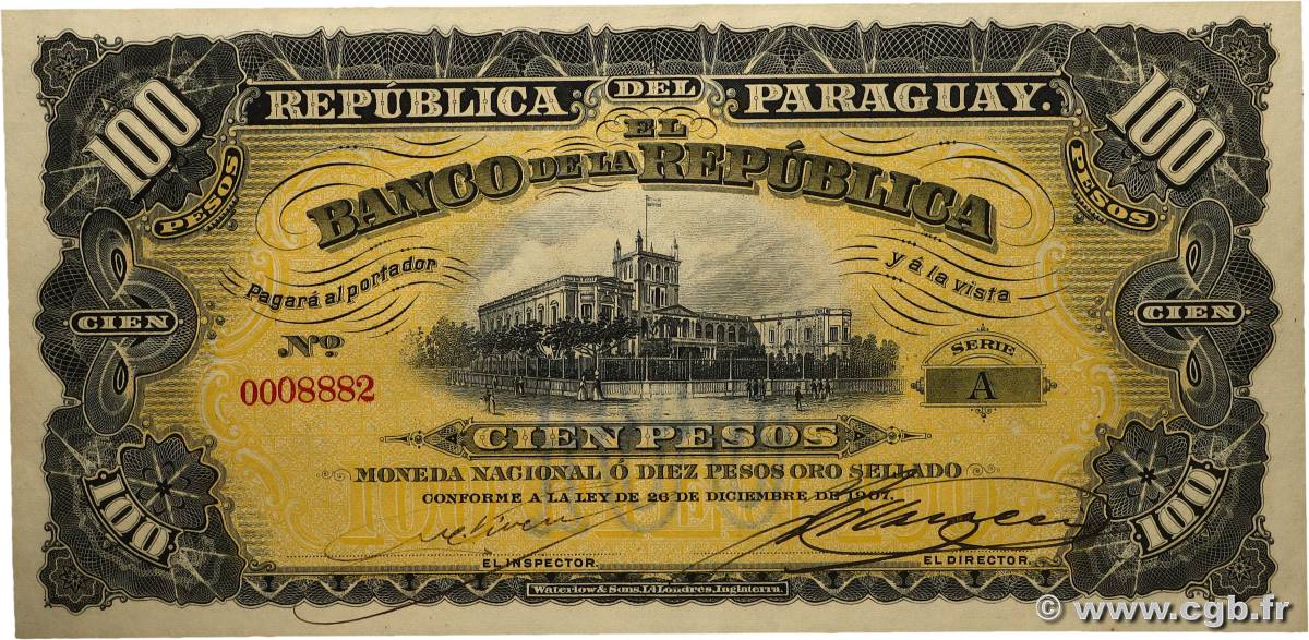 100 Pesos PARAGUAY 1907 P.159 pr.NEUF