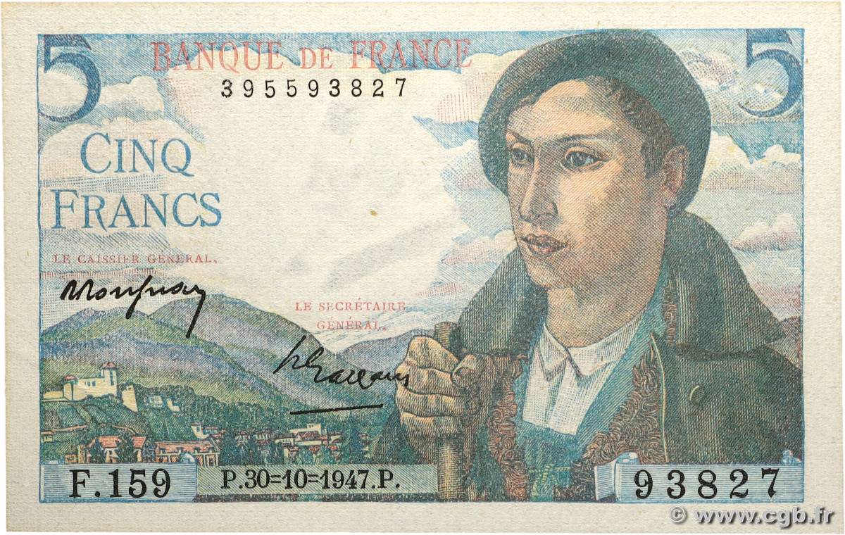 5 Francs BERGER FRANKREICH 1947 F.05.07a fST+