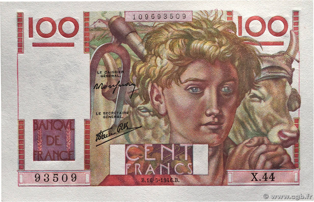 100 Francs JEUNE PAYSAN FRANCE 1946 F.28.04 NEUF