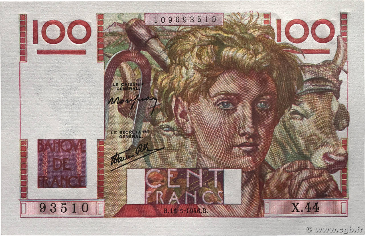 100 Francs JEUNE PAYSAN FRANCE 1946 F.28.04 NEUF