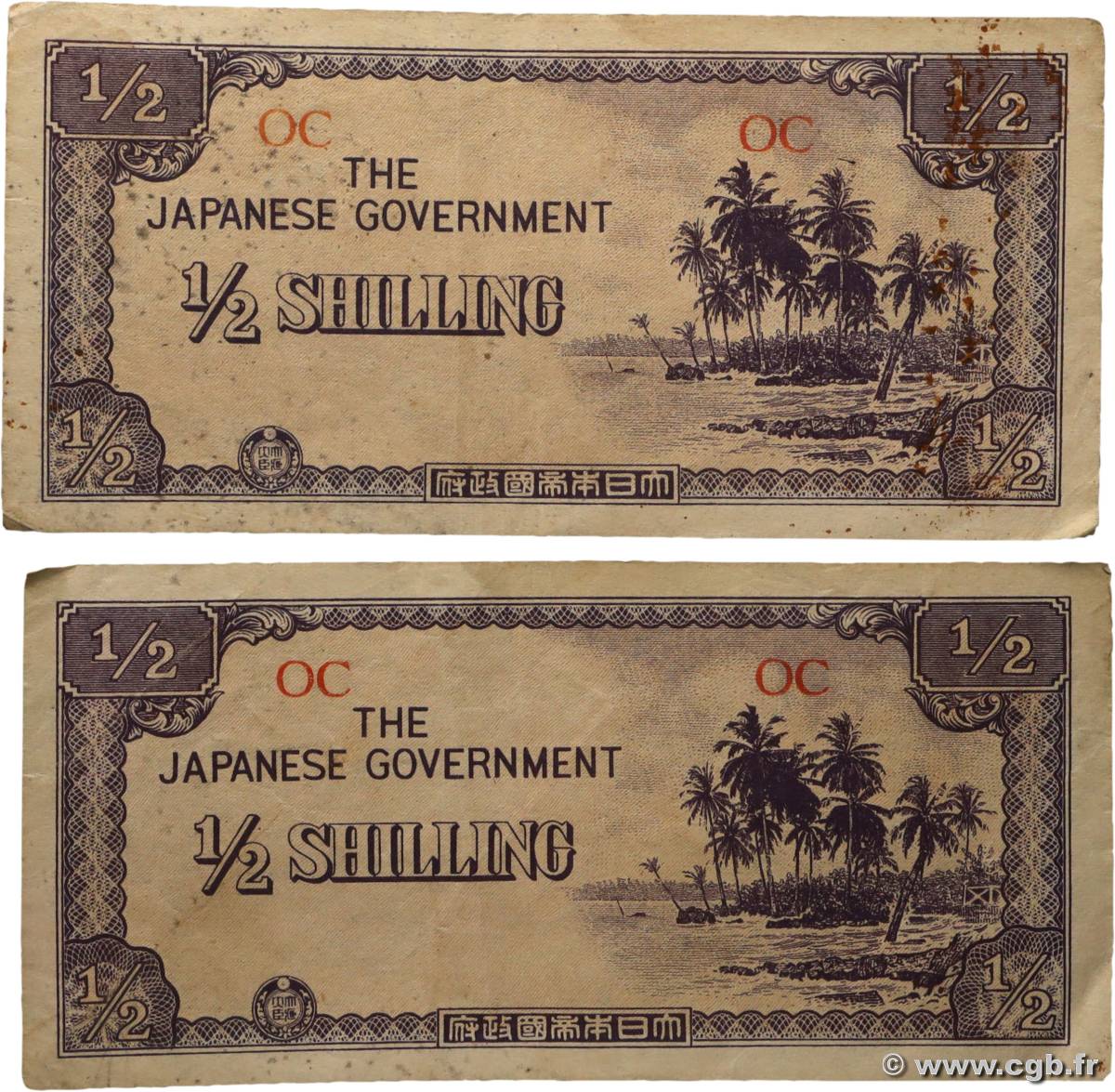 1/2 Shilling Lot OCÉANIE  1942 P.01c TTB
