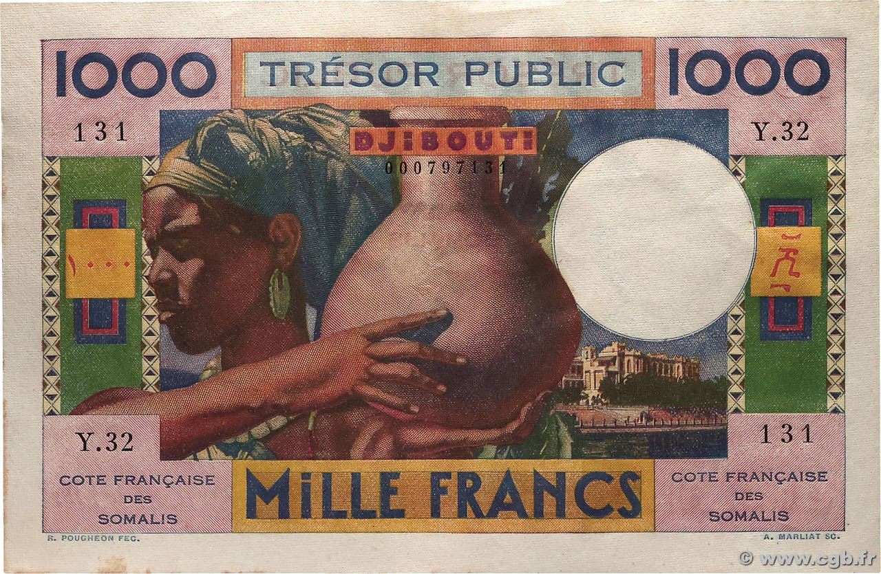 1000 Francs DJIBOUTI 1952 P.28 SUP+