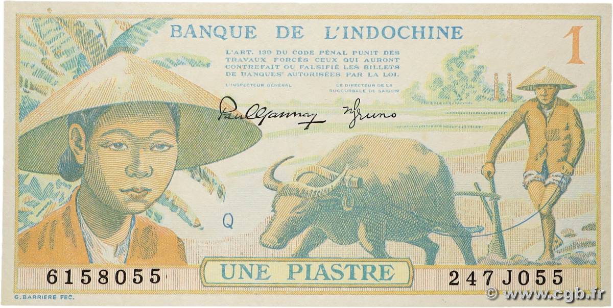 1 Piastre FRANZÖSISCHE-INDOCHINA 1942 P.074 ST